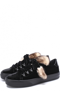 Бархатные кеды с отделкой из меха норки Tod’s Tods
