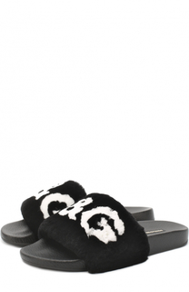 Шлепанцы с отделкой из меха кролика Dolce &amp; Gabbana