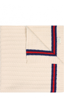 Шерстяное одеяло фактурной вязки с контрастной отделкой Gucci