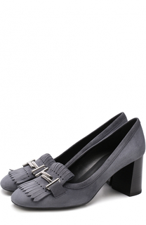 Замшевые туфли с пряжкой и бахромой Tod’s Tods