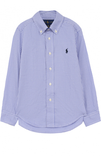 Хлопковая рубашка с принтом и воротником button down Polo Ralph Lauren