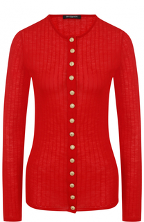 Приталенный шерстяной пуловер с круглым вырезом Balmain