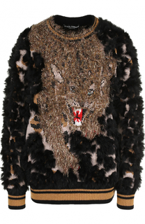Шерстяной пуловер с круглым вырезом Dolce &amp; Gabbana