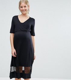 Чайное платье с сетчатой вставкой Bluebelle Maternity - Черный