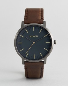 Часы с коричневым кожаным ремешком Nixon Porter - Коричневый