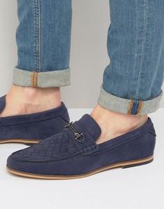 Темно-синие плетеные лоферы с пряжками River Island - Темно-синий