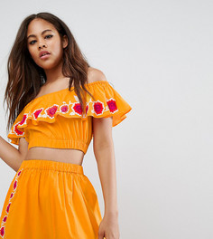 Топ с открытыми плечами и вышивкой ASOS TALL - Оранжевый