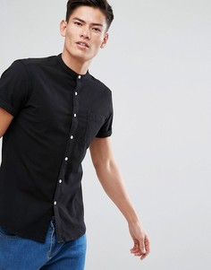Черная зауженная рубашка с воротом на пуговице ASOS - Фиолетовый