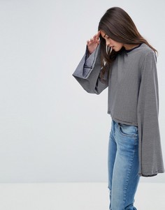 Топ в полоску с широкими рукавами ASOS - Темно-синий