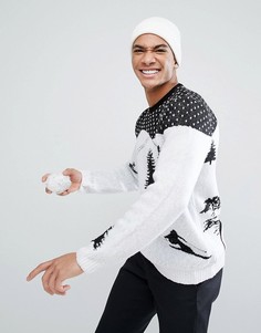 Новогодний джемпер с зимним пейзажем ASOS - Мульти