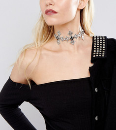 Ожерелье с черными кристаллами Swarovski от Regal Rose Maria - Серебряный