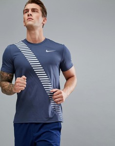 Синяя футболка Nike Running Breathe Rapid 858155-471 - Синий