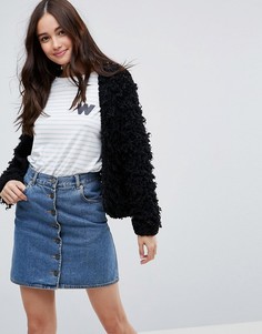 Укороченный кардиган с вытянутыми петлями ASOS - Черный