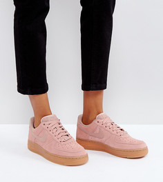 Розовые замшевые кроссовки с каучуковой подошвой Nike Air Force 1 07 - Розовый