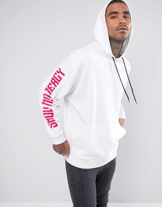 Худи свободного кроя с принтом на рукавах ASOS - Белый