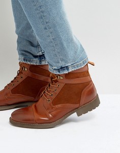 Светло-коричневые ботинки из искусственной кожи на шнуровке ASOS - Рыжий