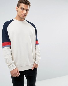 Оверсайз-свитшот с рукавами реглан в стиле колор блок ASOS - Бежевый