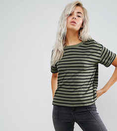 Полосатая футболка с отворотами на рукавах ASOS PETITE - Мульти