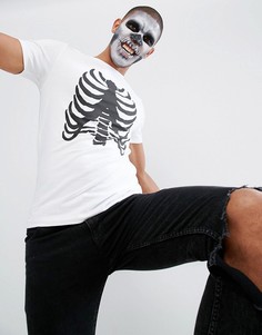 Обтягивающая футболка с принтом грудной клетки ASOS Halloween - Черный