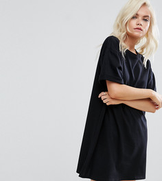 Платье-футболка с закатанными рукавами ASOS PETITE Ultimate - Черный