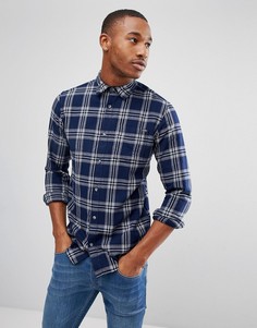 Хлопковая рубашка узкого кроя в клетку Jack &amp; Jones - Темно-синий
