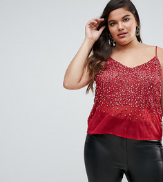 Топ на бретельках с отделкой ASOS CURVE - Красный