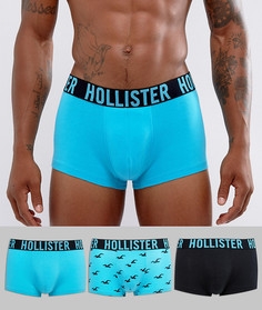 Набор из 3 боксеров-брифов (синий/черный, однотонный/с принтом) Hollister - Мульти
