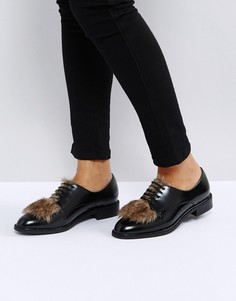 Туфли на плоской подошве с искусственным мехом ASOS MAD HATTER - Черный