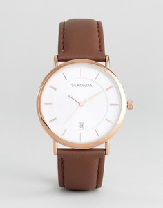 Часы с коричневым кожаным ремешком Sekonda эксклюзивно для ASOS - Коричневый