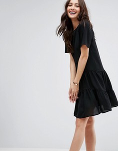 Свободное платье с короткими рукавами и вставками ASOS - Черный