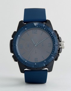 Большие часы темно-синего и черного цвета ASOS - Темно-синий