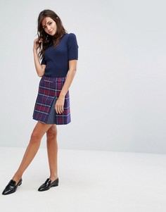 Плиссированная юбка с принтом тартан Tommy Hilfiger Denim - Красный