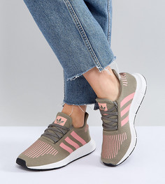 Кроссовки цвета хаки с розовыми полосками adidas Originals Swift Run - Зеленый