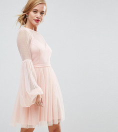 Платье мини с пышными рукавами ASOS PETITE - Розовый