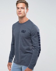 Темно-синий лонгслив с принтом Abercrombie &amp; Fitch - Темно-синий