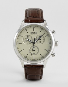 Часы с хронорафом и коричневым ремешком BOSS By Hugo Boss 1513544 - Коричневый