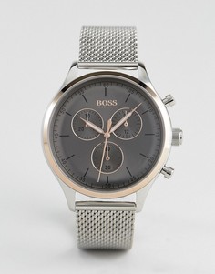 Серебристые часы с хронографом BOSS By Hugo Boss 1513549 Companion - Серебряный