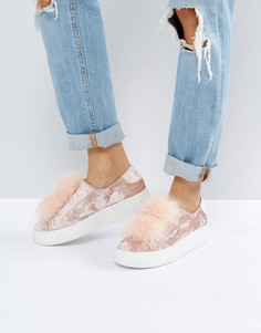 Бархатные кеды с помпонами Steve Madden Breeze - Розовый