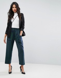 Свободные брюки в полоску с карманами ASOS - Темно-синий