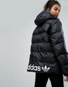 Дутая оверсайз-куртка с капюшоном adidas Originals - Черный