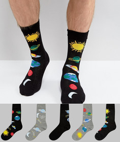 Набор из 5 пар носков с принтом ASOS - Мульти