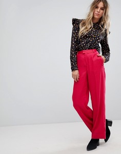 Широкие строгие брюки яркого цвета Maison Scotch - Розовый