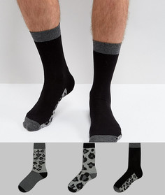 Набор из 3 пар носков с леопардовым принтом ASOS - Серый