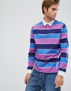 Поло из плотного трикотажа в полоску с длинными рукавами ASOS - Мульти