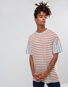Футболка оверсайз в полоску с контрастными вставками ASOS - Синий