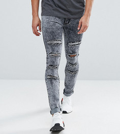 Выбеленные серые джинсы скинни с прорехами Liquor N Poker - Серый