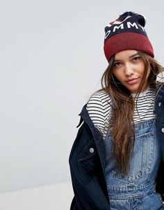 Шапка-бини с помпоном Tommy Hilfiger Denim - Темно-синий