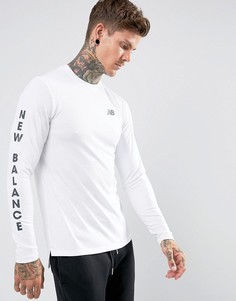Белый лонгслив с принтом на рукаве New Balance 247 MT73504_WT - Белый