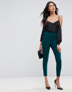 Облегающие брюки с завышенной талией ASOS - Зеленый