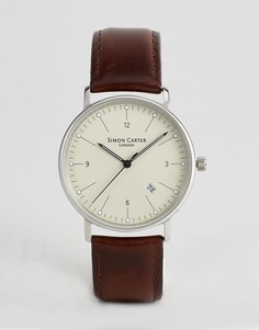 Часы с коричневым кожаным ремешком Simon Carter WT2201 - Коричневый